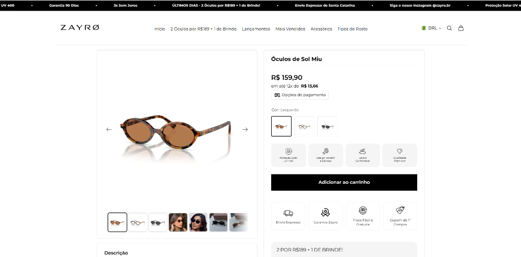 Projeto Zayro Eyewear
